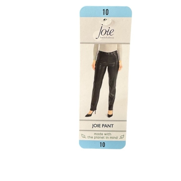 JOIE Black Faux Leather Pants Ankle Length Straight Leg Limited Edition. NWT. 10 - Picture 9 of 16
